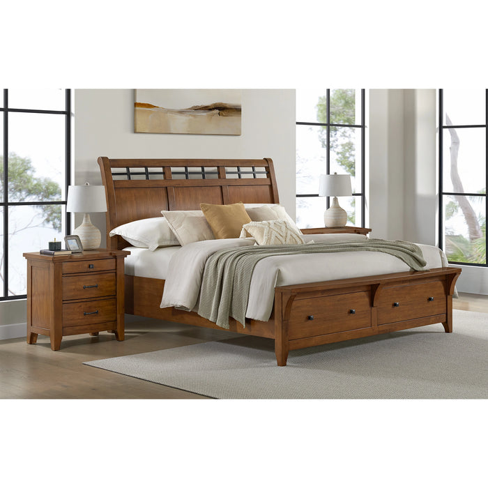 Gage Sleigh Storage Bedroom Set in Chestnut