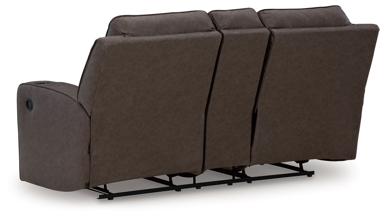 Lavenhorne - Dbl Rec Loveseat W/Console - Granite