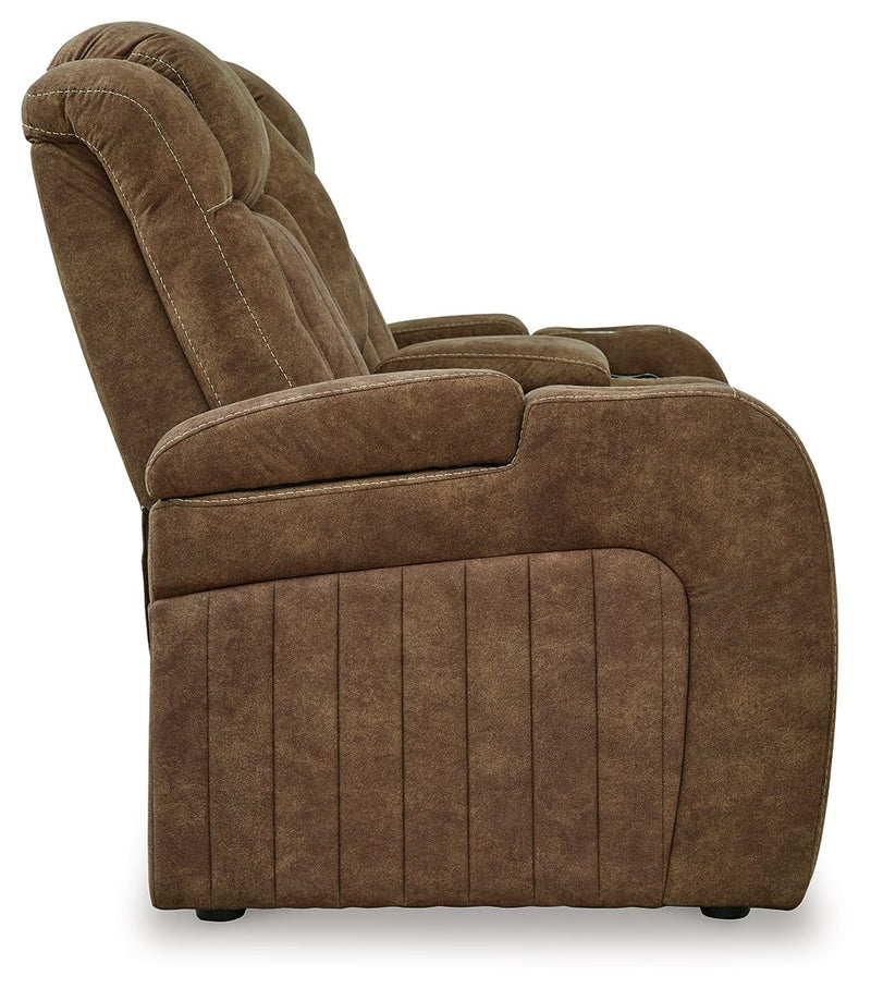 Wolfridge - Power Reclining Loveseat With Console /Adj Hdrst - Brindle