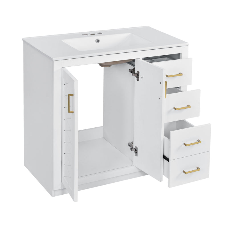 Bathroom Vanity With Sink Combo, Storage Cabinet, Freestanding Set With 3 Drawers & Soft Closing Doors