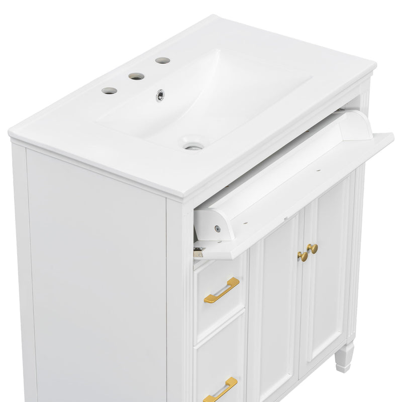 Freestanding Bathroom Vanity With Sink, Soft Close Door, Tip Out Drawer
