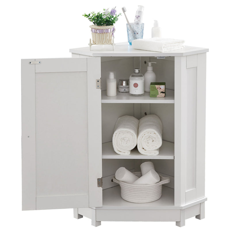 Bathroom Cabinet Triangle Corner Storage Cabinet With Adjustable Shelf Modern Style