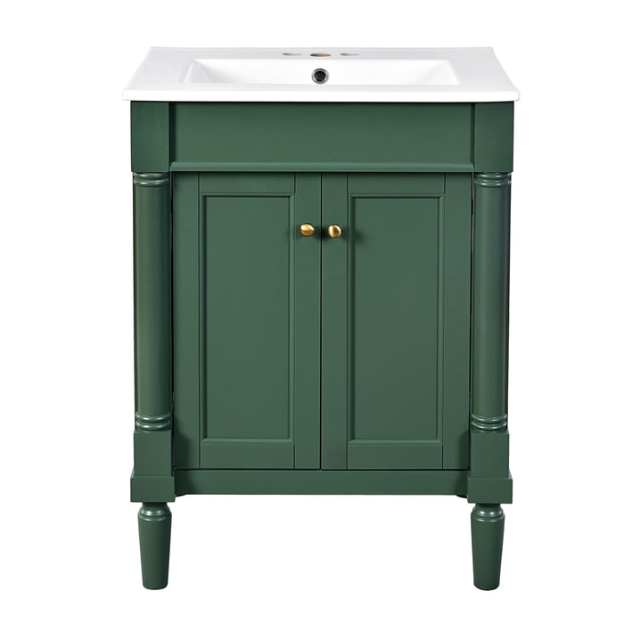 Bathroom Vanity With Top Sink, 2 Tier Storage Cabinet
