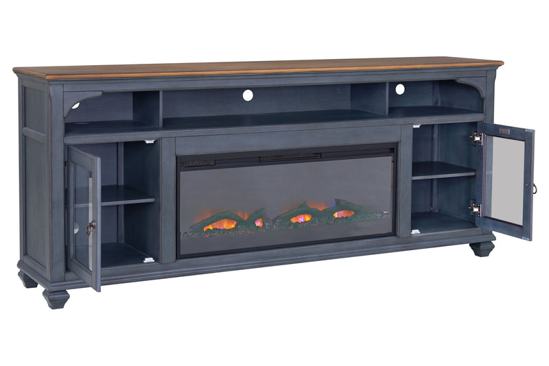 Fireplace TV Stand For TVs Up To 95" - Blue