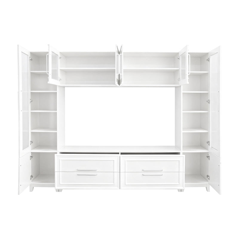 Wall Unit Modern Entertainment Center With Glass Doors