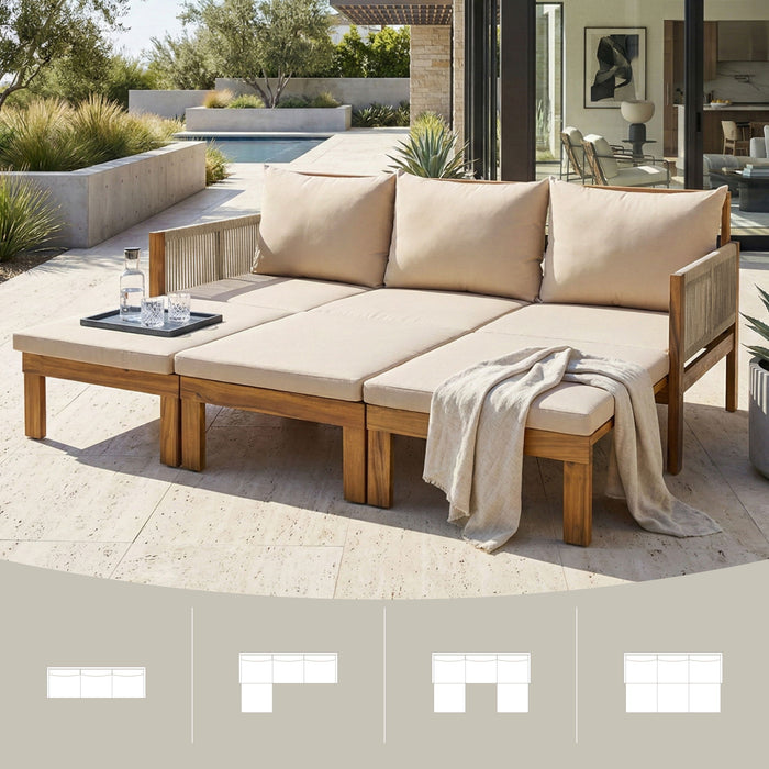 Outdoor 3 Seat Patio Sunbed