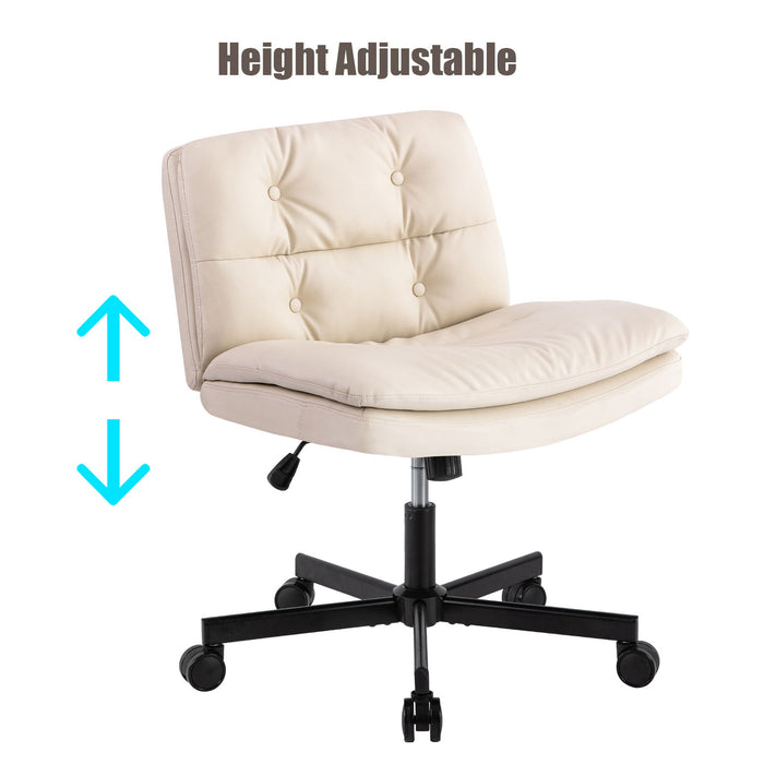 Large Size Swivel Home Office Desk Chair Armless Office Room Chair - Beige