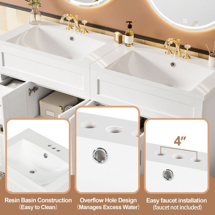 Bathroom Vanity With 2 Doors, 2 Drawers, Adjustable Shelf, Hidden Slides & Soft Close Hinges