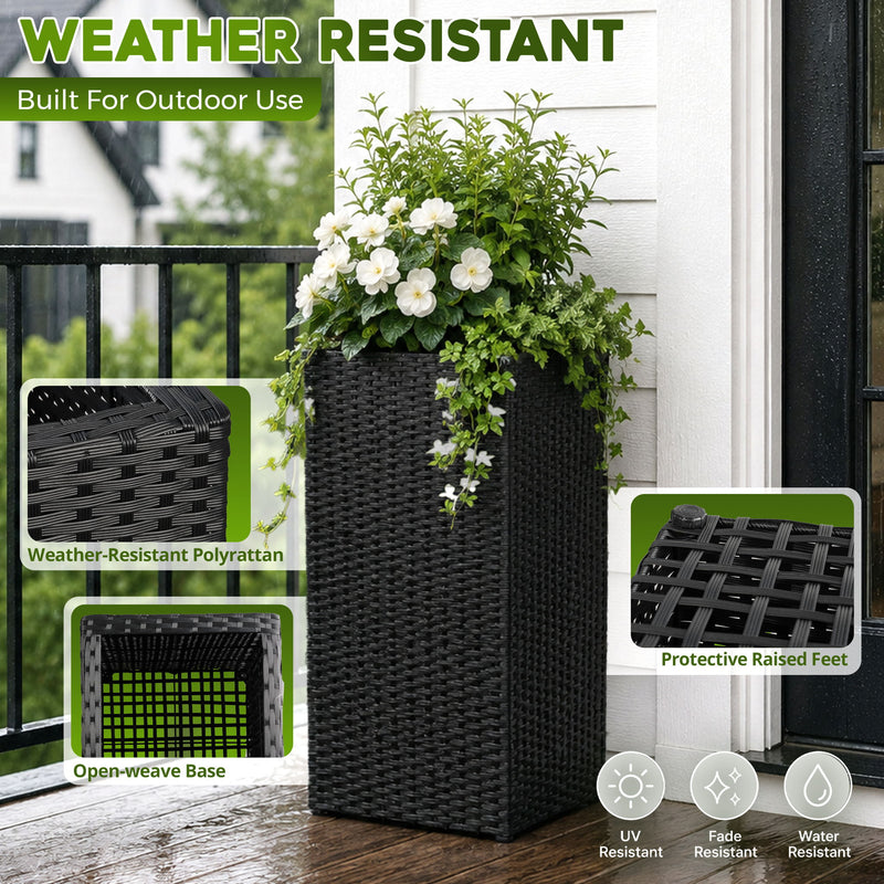 Solhome - Square Planter Box For Patio - Black