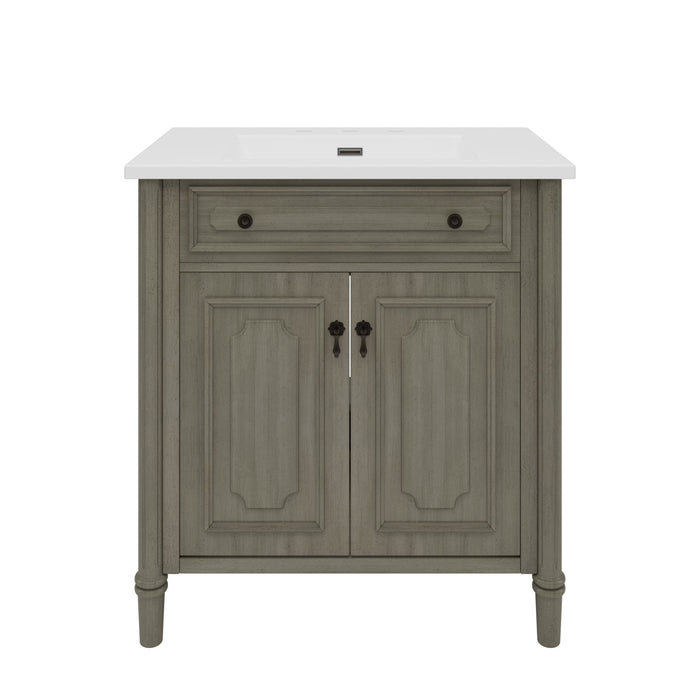 Vintage Bathroom Vanity With Sink, Rustic Cabinet With Soft Close Doors