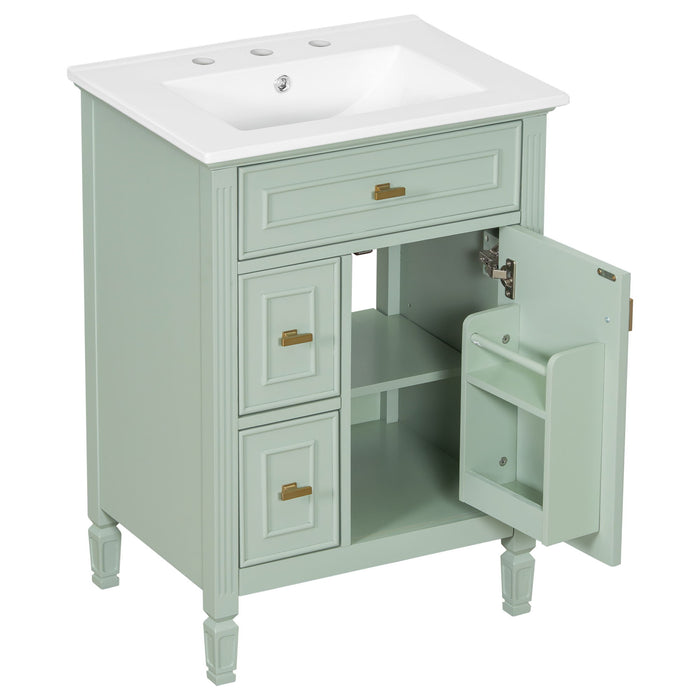 Modern Bathroom Vanity With Sink, Flip Drawer, 2 Drawers, Adjustable Shelf