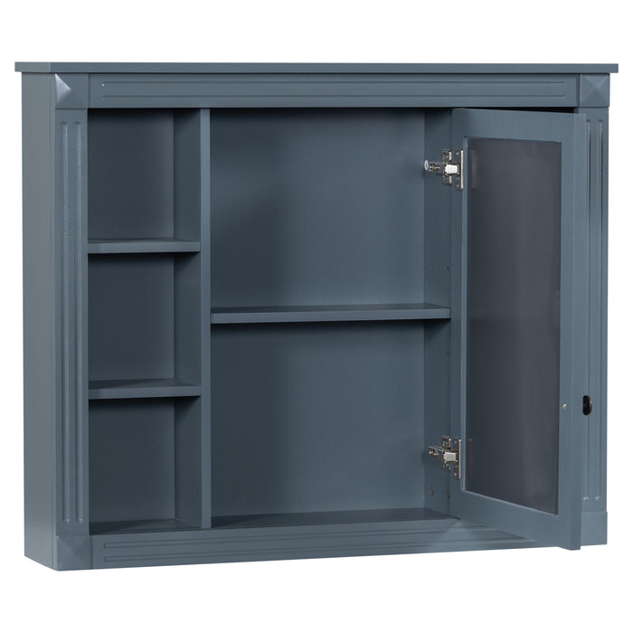Wall Mounted Bathroom Storage Cabinet With Mirror, Cabinet With 6 Open Shelves And Adjustable Interior