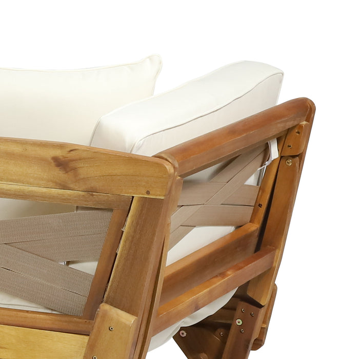 Outdoor Acacia Wood Expandable Daybed With Cushions