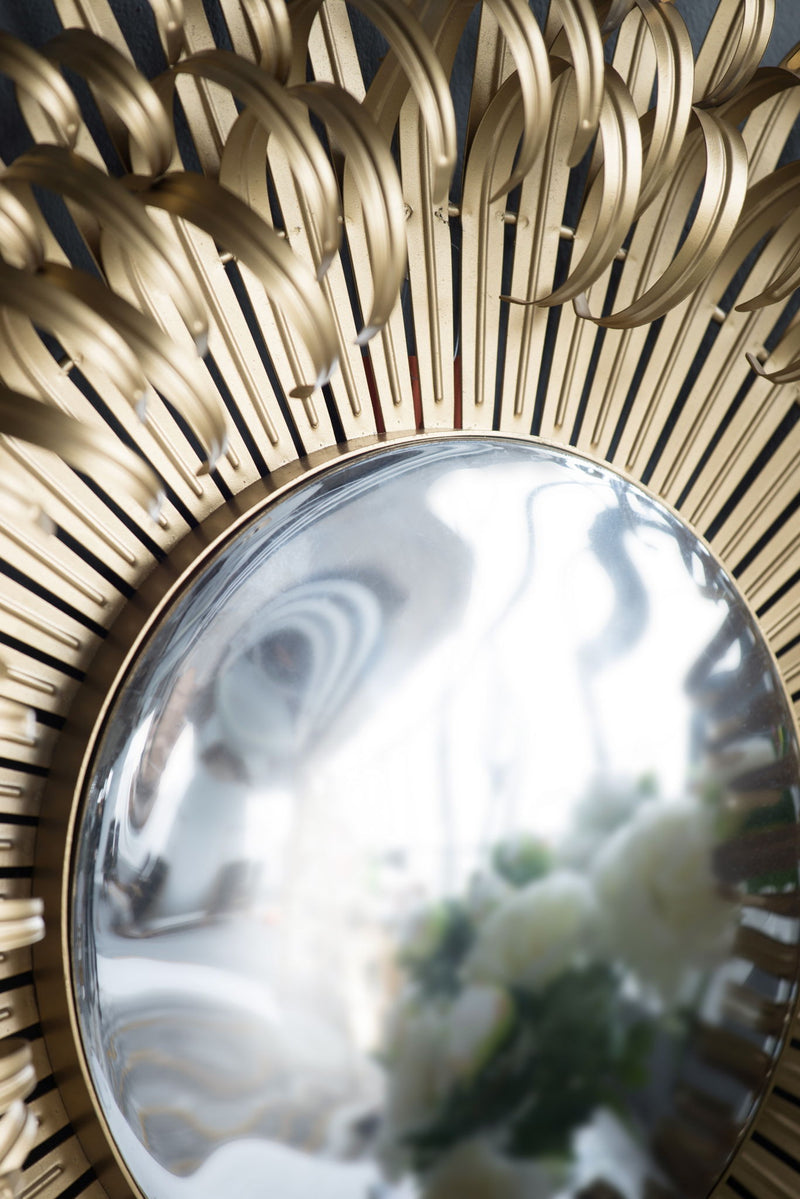 Sunburst Design Wall Mirror Decorative en For Entryway, Modern Living Room - Gold