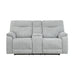 Chablis Reclining Console Loveseat-Mist Gray