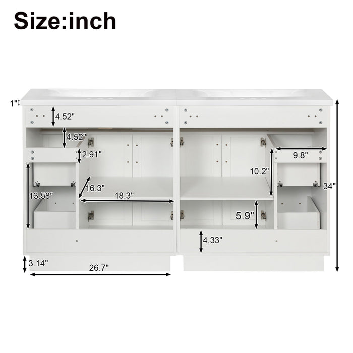 Bathroom Vanity With 2 Doors, 2 Drawers, Adjustable Shelf, Hidden Slides & Soft Close Hinges