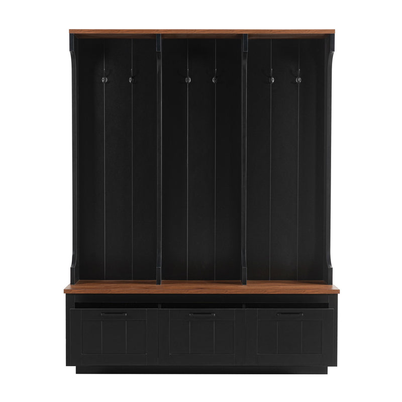 Hall Tree With Bench And Shoe Storage, 3 Large Drawers, Open Storage Shelves & Hooks