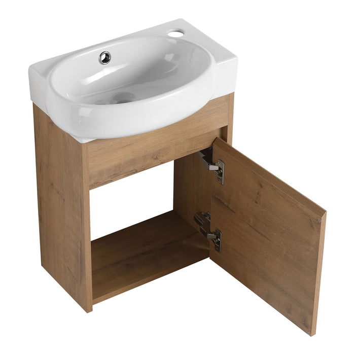 Modern Bathroom Vanity With Ceramic Basin, Wall Mounted Floating Sink Combo, Storage Cabinet