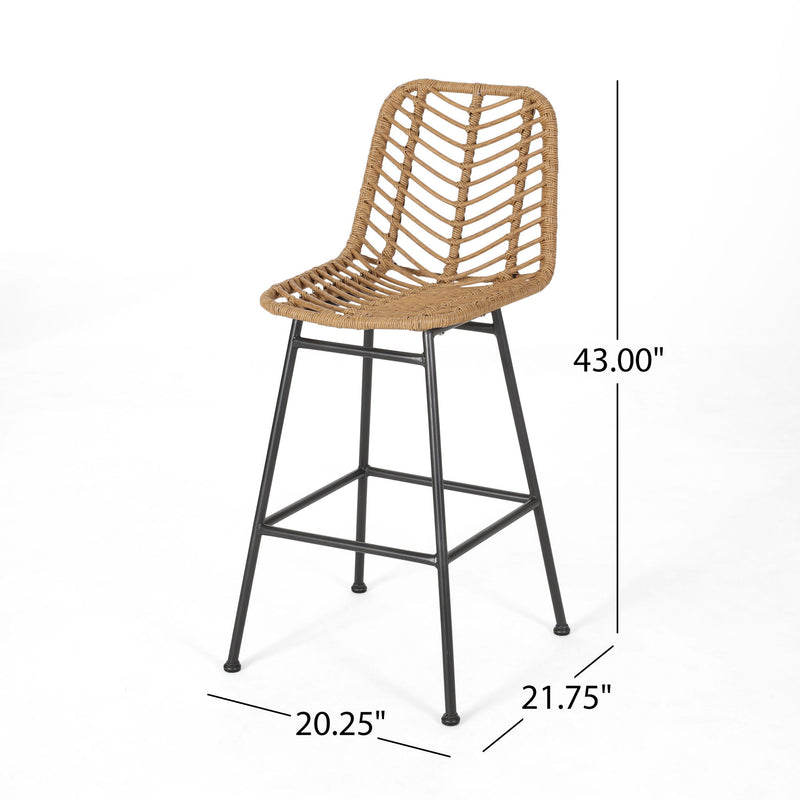 Sawtelle - Outdoor Wicker Barstools (Set of 2)