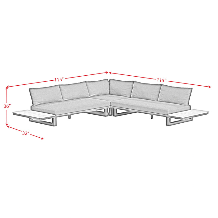 Cabana Three Piece Outdoor Living Set with Dark Grey Olefin in Black