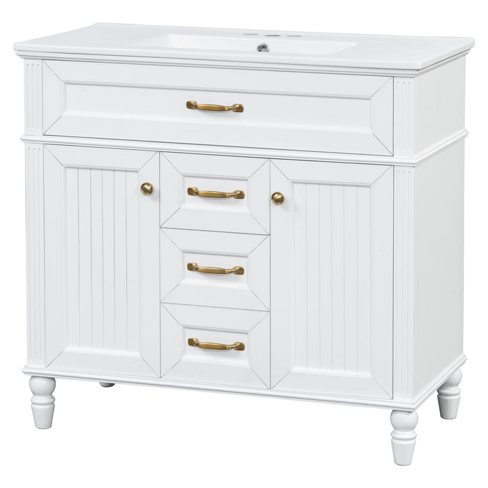Modern Freestanding Bathroom Vanity With Sink, Cabinet, Soft-Close Drawers, Tip-Out Tray
