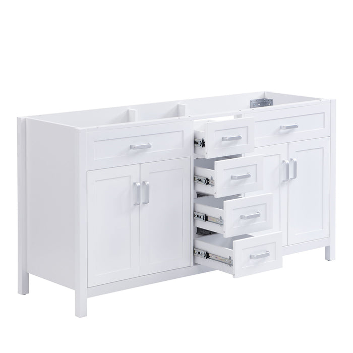 Bathroom Vanity Cabinet Only, Soft Close Doors & Drawers, 4 Drawers & 2 Double Door Cabinets - White