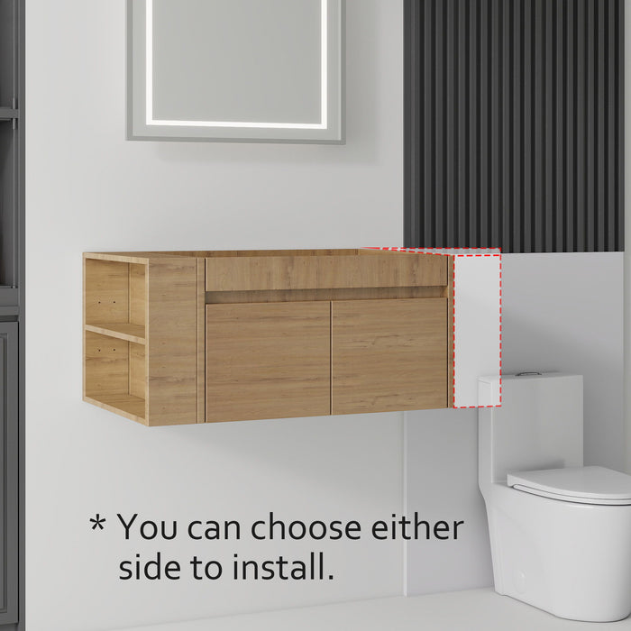 Floating Bathroom Vanity Cabinet, Soft Close Double Drawers, Open Side Storage, Wall Mounted, Cabinet Only