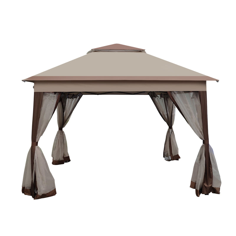 Outdoor Pop Up Gazebo Canopy With 2 Tier Soft Top And Removable Zipper Netting