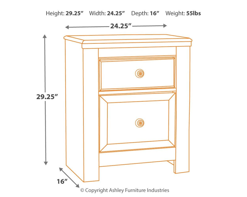 Paxberry - Two Drawer Night Stand - Whitewash