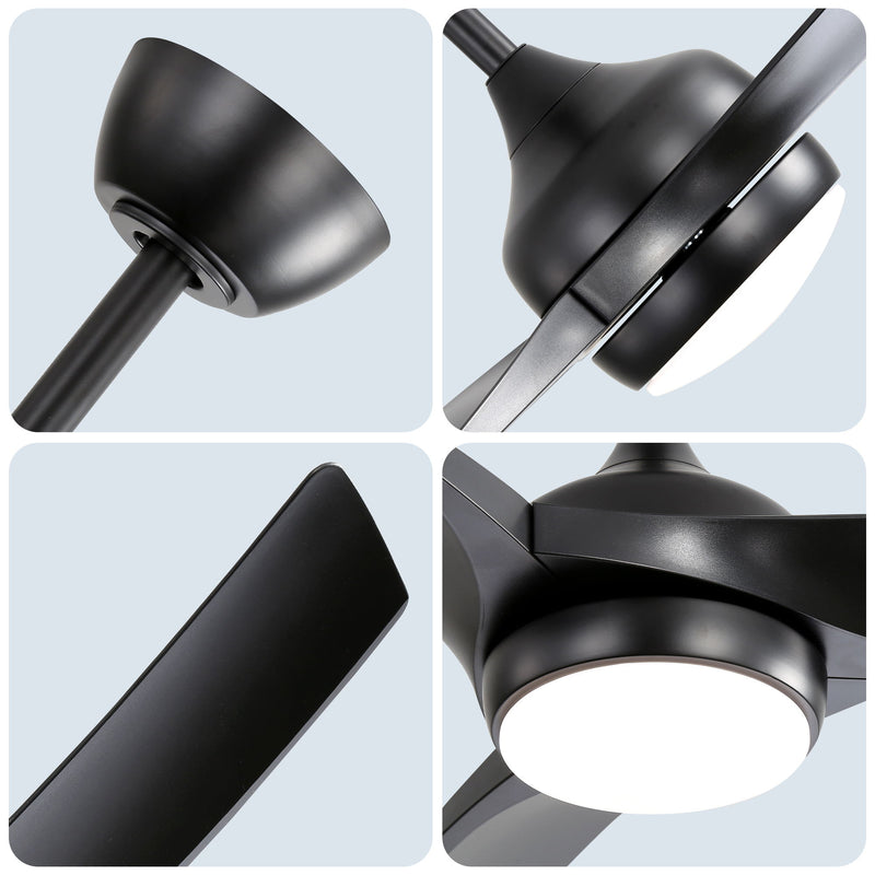 52" Ceiling Fan With 18W LED Light And Remote Control, 3 Blades DC Motor