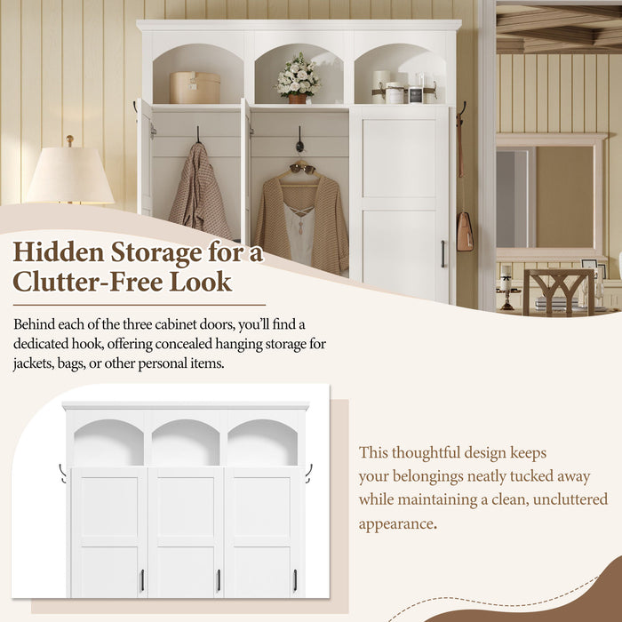 Classic Arched Design Hall Tree With 3 Hidden Storage