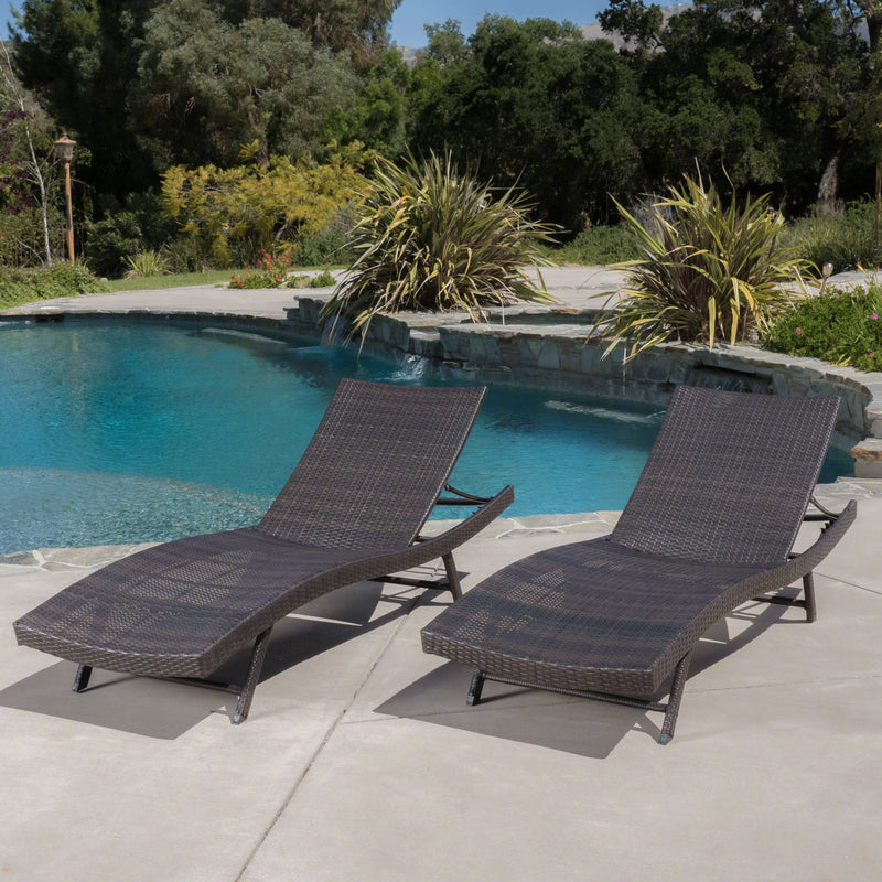 Kauai - Modern Style Wicker Chaise Lounge - Brown Multi