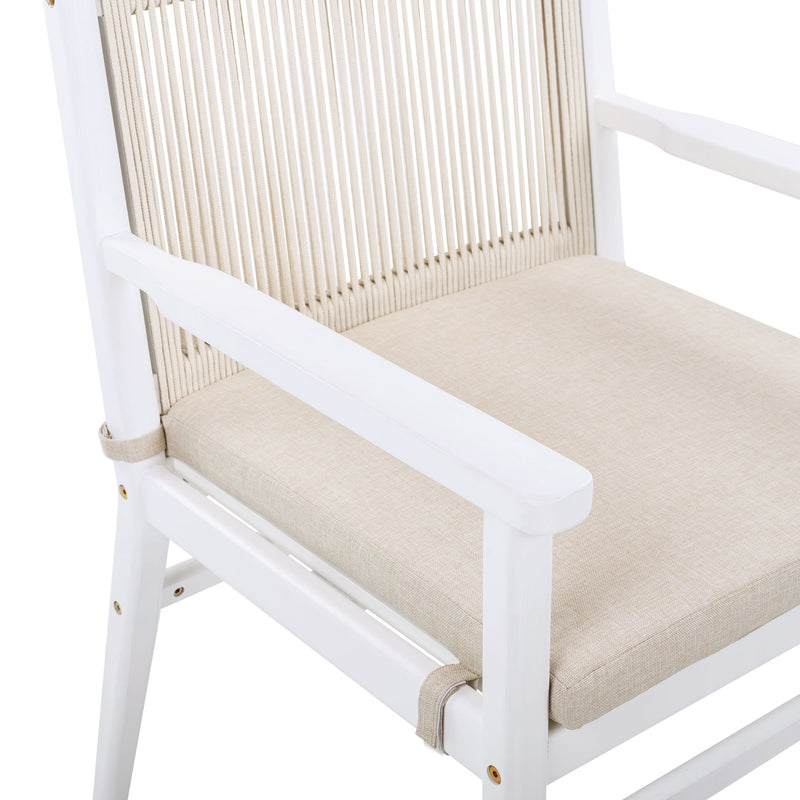 Outdoor Dining Armchair (Set of 2) - Beige / White
