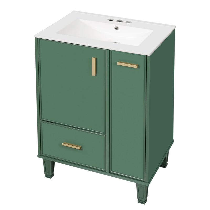 Bathroom Vanity With Sink, Deep Drawer, Door Shelf, 2 Tier Basket