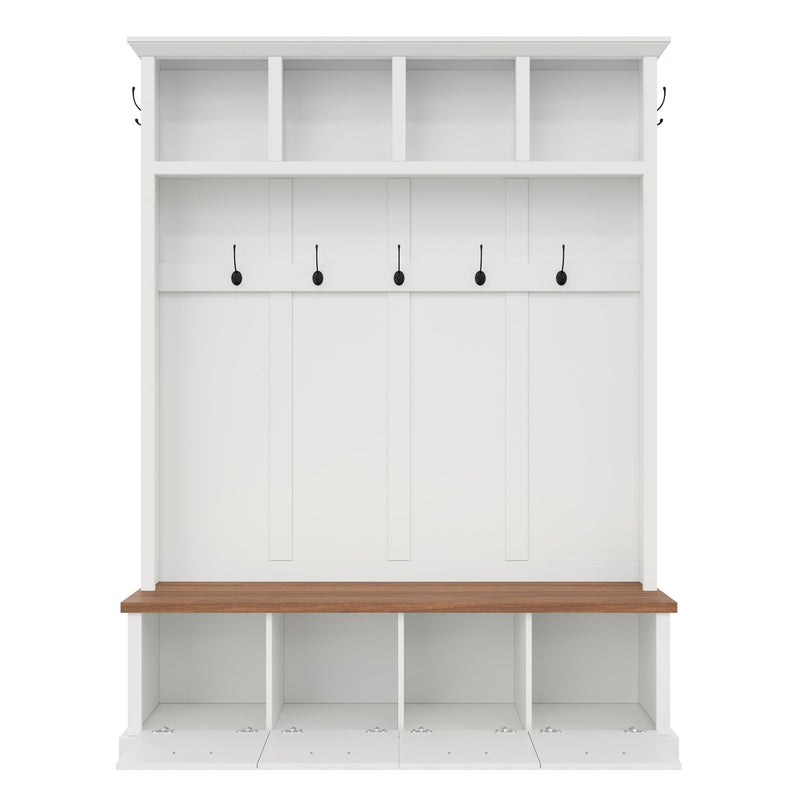 Hall Tree With Storage Bench Mudroom Coat Rack With 6 Hooks