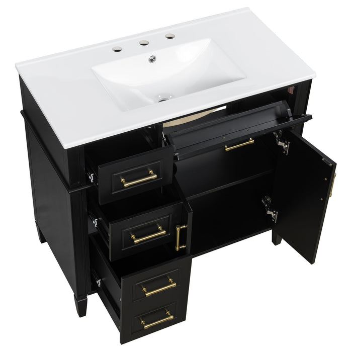 Bathroom Vanity With Sink, 4 Drawers, 2 Doors