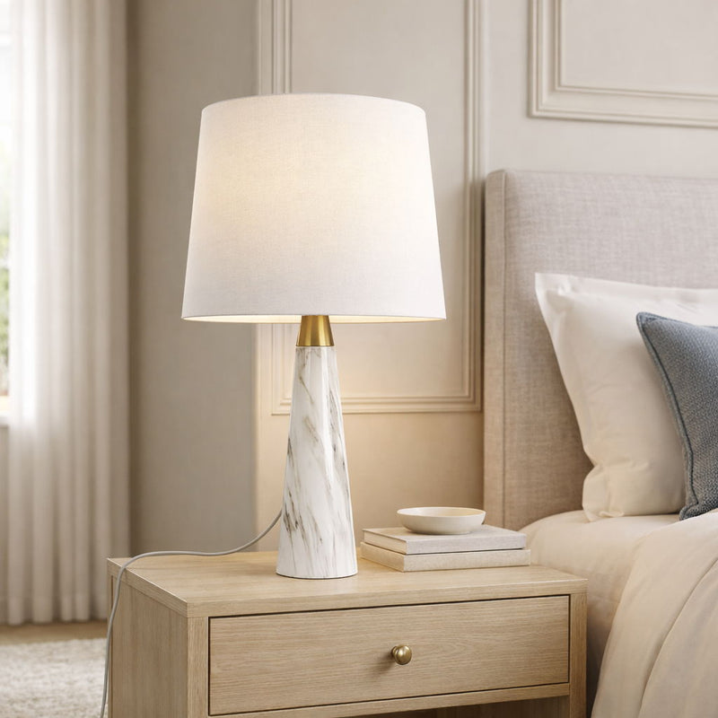 Enclave - Hydro Table Lamp With On / Off Switch Base Shade - Gold / White / White Marble