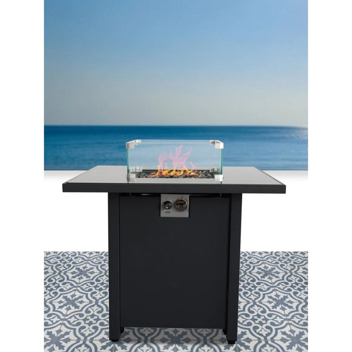 Powder Coated Fire Pit With Top - Black