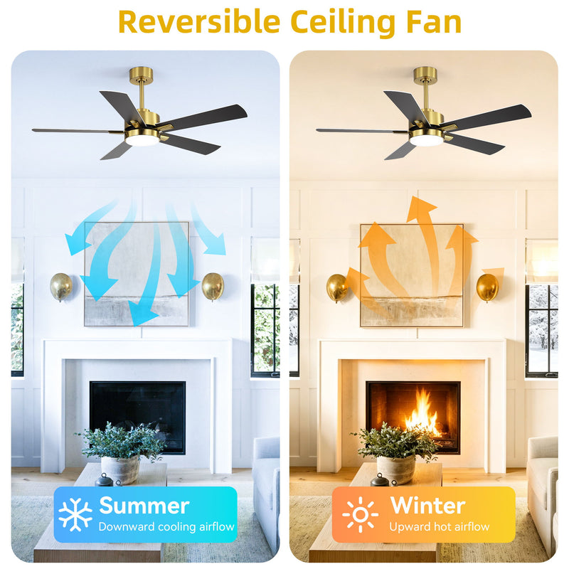 Reversible DC Motor Ceiling Fan With Dimmable LED Light For Living Room