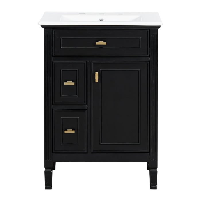 Modern Bathroom Vanity With Sink, Flip Drawer, 2 Drawers, Adjustable Shelf