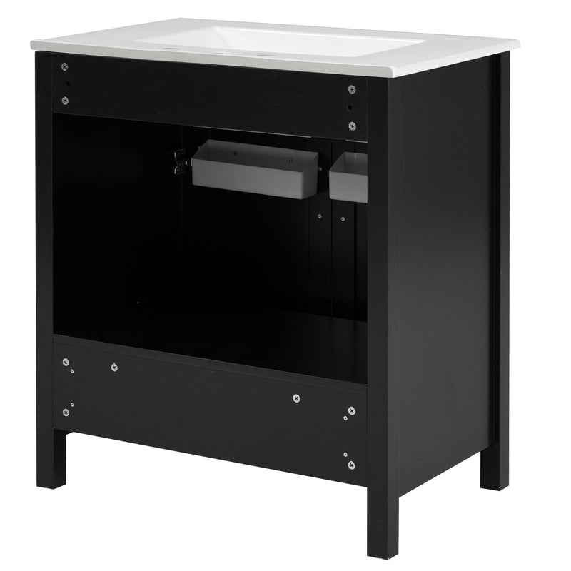 Bathroom Vanity With Sink And Ample Storage, Rectangular Undermount Sink - Black