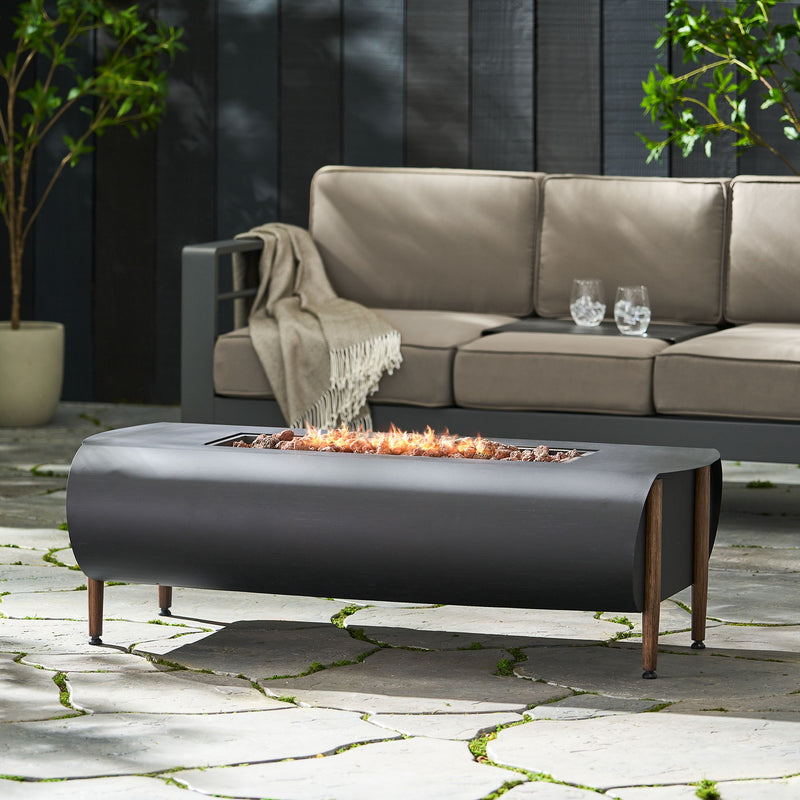 Vernon - Rectangle Fire Pit 50, 000 Btu - Dark Gray