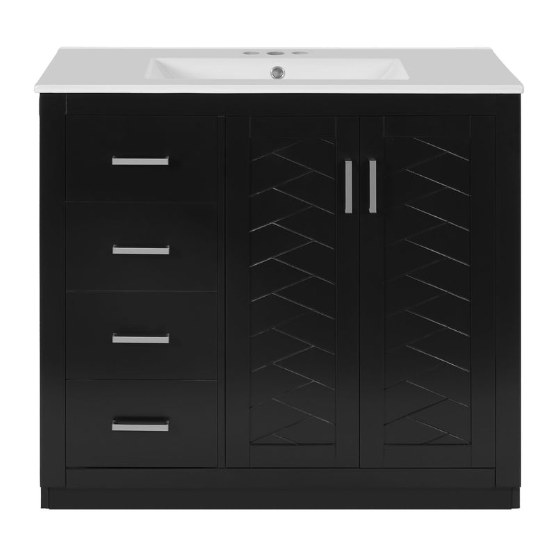 Bathroom Vanity With Sink Combo, Storage Cabinet, Freestanding Set With 3 Drawers & Soft Closing Doors