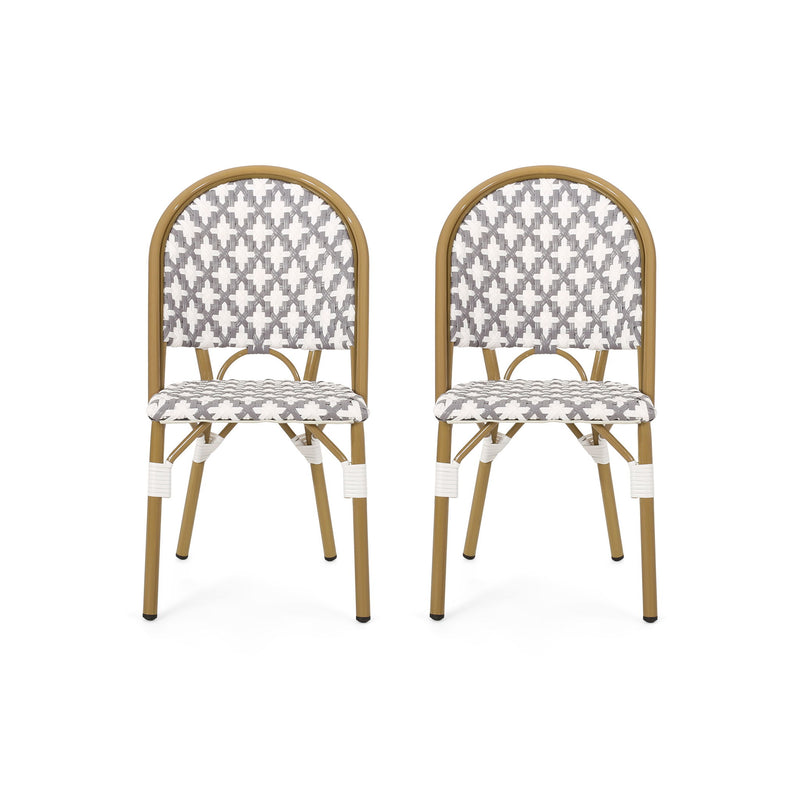 Chic French Bistro Chair With Durable Rattan And Aluminum Frame
