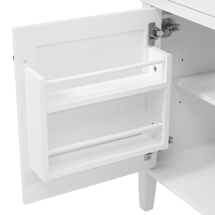 Bathroom Vanity Cabinet Only, 3 Drawers & 2 Doors, Adjustable Shelf, Soft Close Hinges - White