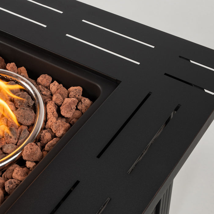 Square Fire Pit Table - Brown