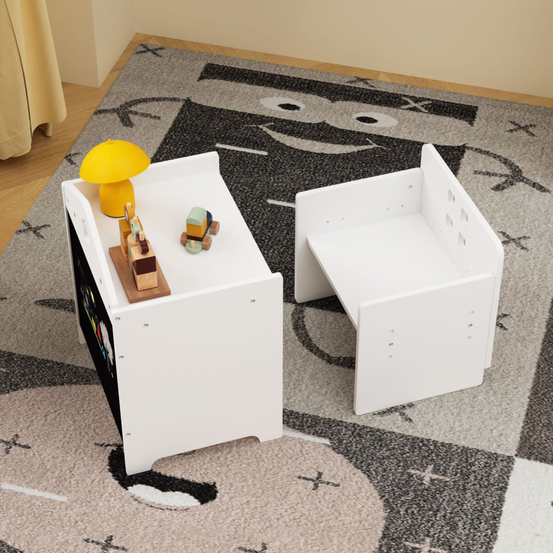 Montessori Weaning Table And Chair Set, Toddler Table With Adjustable Height - White