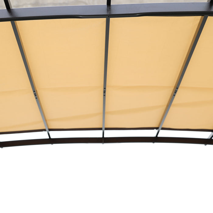 Outdoor Patio Pergola Gazebo - Steel Frame Sun Shelter With Retractable Canopy