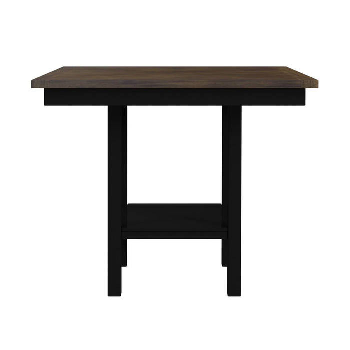 Brooks - 5 Piece Counter Set With Table And 4 Upholstered Seat & Wood Back Chairs - Medium Brown & Black