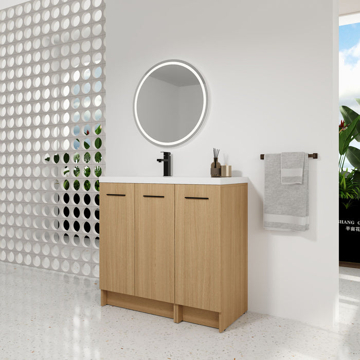 Wall Mounted Floating Bathroom Vanity With Sink, 3 Door Modular Cabinet